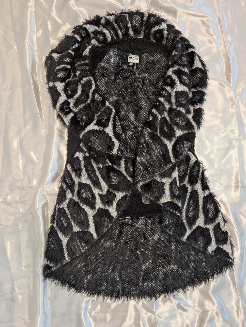 Sioni Black Panther Faux Fur Sleeveless Vest BOHO Sz S/M